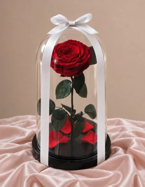 Bouquet de rosas rojas y rosadas envuelto en papel vinotinto y rosado, con moños rojos y cinta vinotinto.